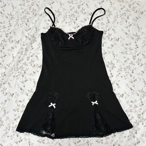 Lace Mini Dress with Pink Detailing